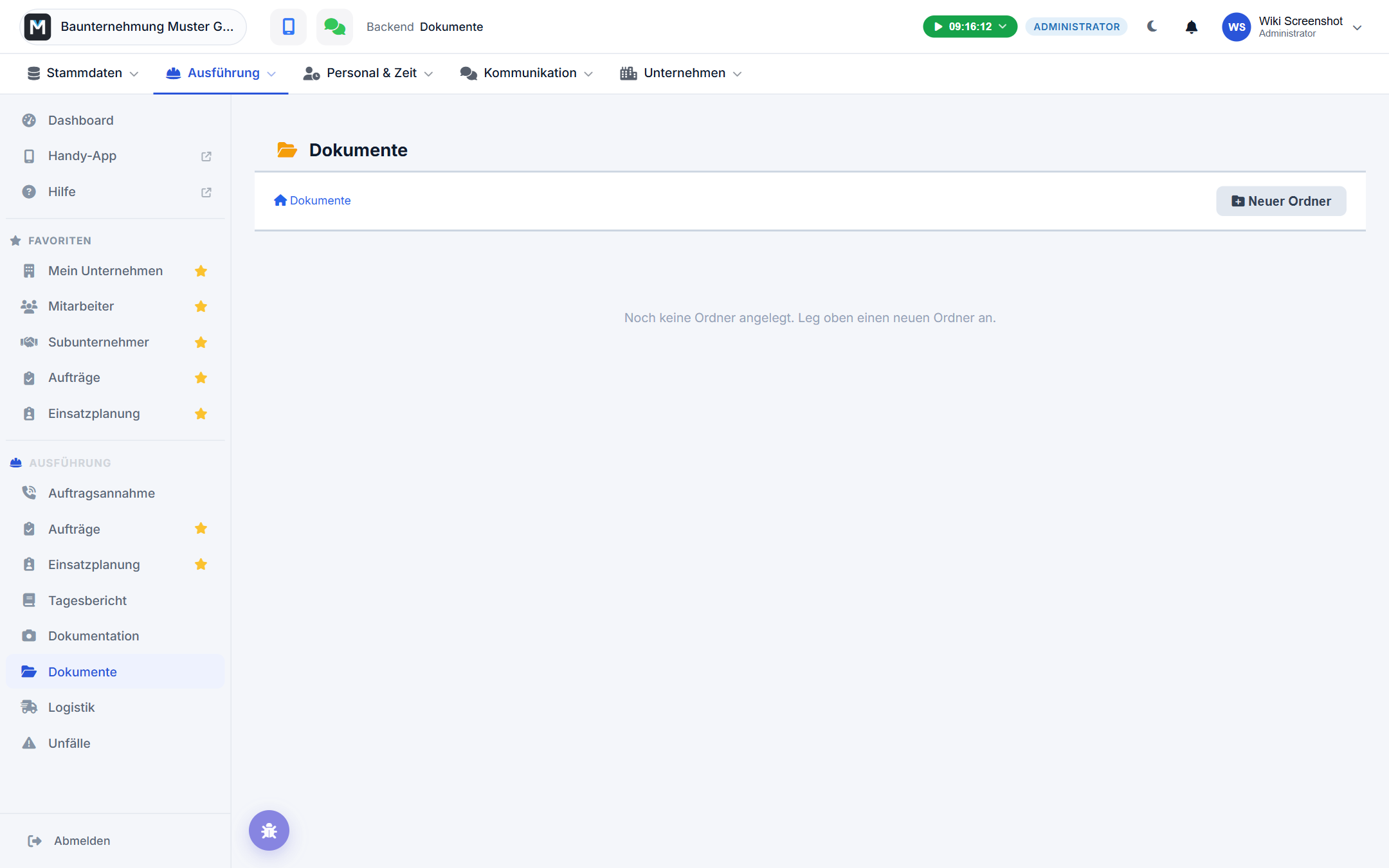 OrdnerĂŒbersicht im Backend
